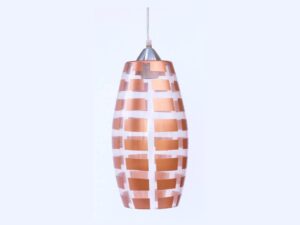 Miniaturka 1 - Lampa wisząca Revilino miedziana z białym podłużnym szklanym kloszem