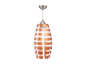 Miniaturka 2 - Lampa wisząca Revilino miedziana z białym podłużnym szklanym kloszem na białym tle