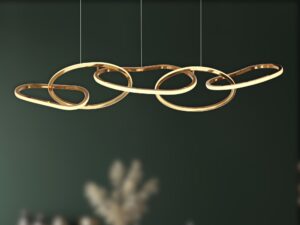 Miniaturka 4 - Lampa wisząca Revisora z podświetloną złotą falistą konstrukcją