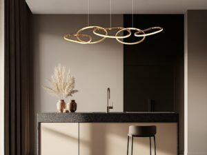 Miniaturka 3 - Lampa wisząca Revisora złota nad wyspą kuchenną