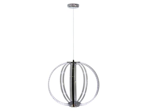 Lampa wisząca Revolira kula z przezroczystych łuków akrylowych i metalowych elementów