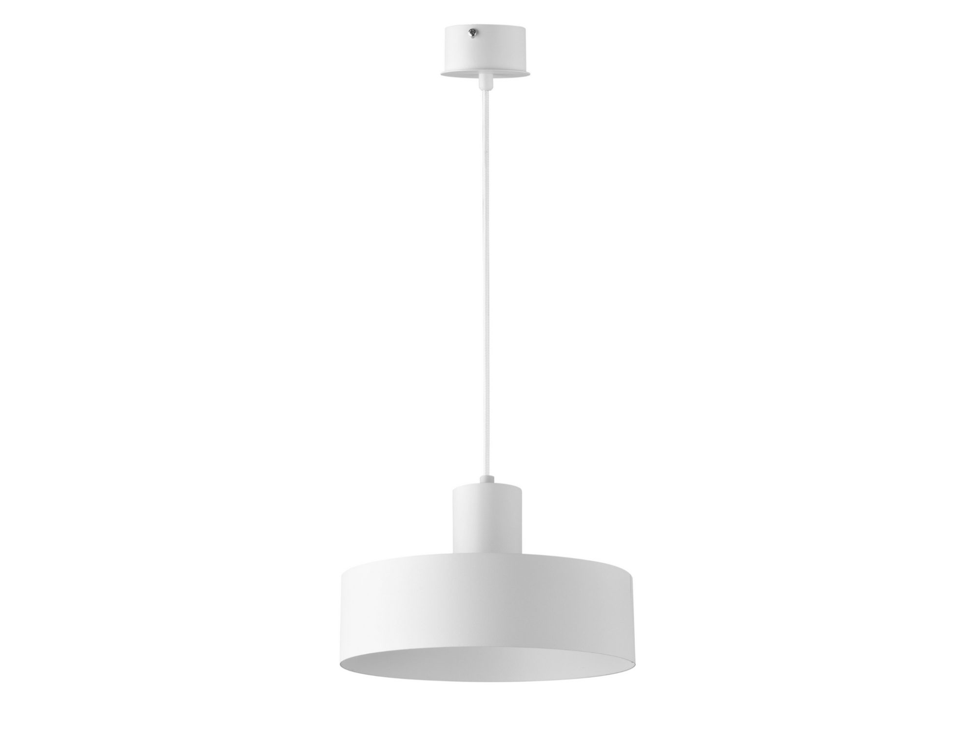 Lampa wisząca Rif 1 M biała z okrągłym metalowym kloszem na przewodzie