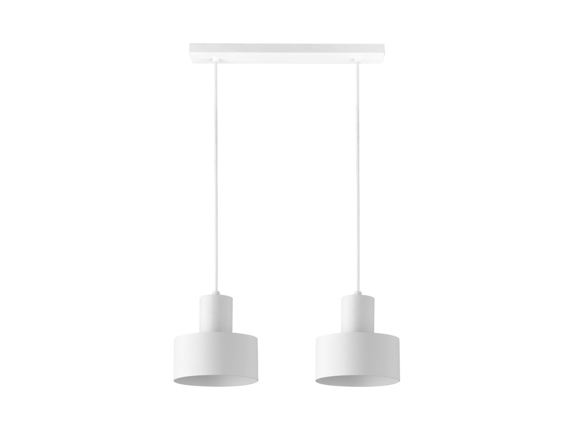Lampa wisząca Rif 2 biała z dwoma stalowymi kloszami, widok całości