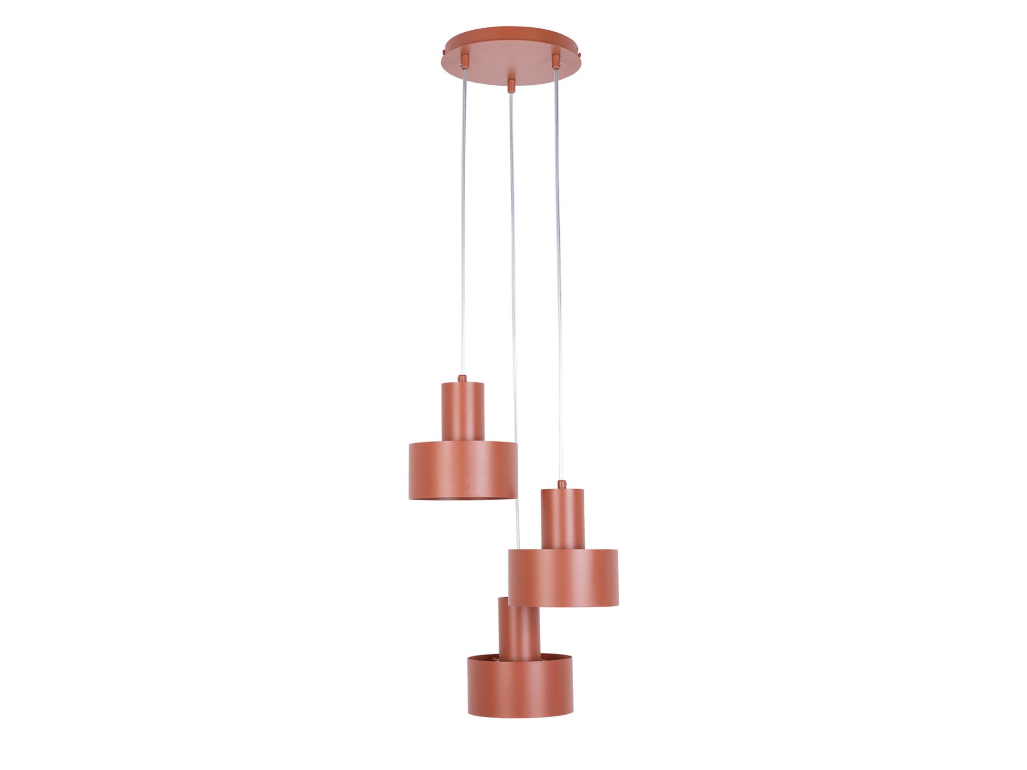 Lampa wisząca Rif 3 koło ceglana z trzema metalowymi kloszami