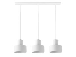 Miniaturka 7 - Lampa wisząca Rif 3 prosty biała z trzema metalowymi kloszami w jednej linii