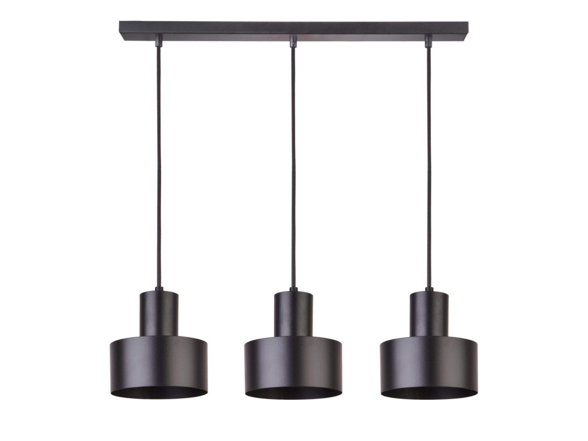 Lampa wisząca Rif 3 prosty czarna z trzema okrągłymi kloszami