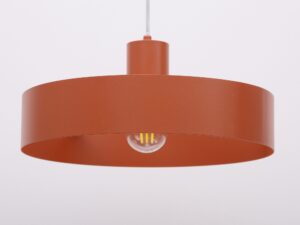 Miniaturka 5 - Lampa wisząca Rif L ceglany, zbliżenie otwartego od spodu metalowego klosza