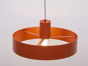 Miniaturka 6 - Lampa wisząca Rif L ceglany, widok konstrukcji klosza i wsporników przy oprawce E27