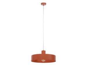 Miniaturka 3 - Lampa wisząca Rif L ceglany kolor, pełny widok okrągłego metalowego klosza i zawieszenia