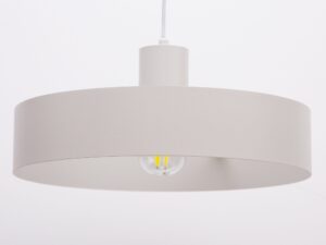 Miniaturka 9 - Lampa wisząca Rif L szary beż, metalowy szeroki klosz widoczny z przodu