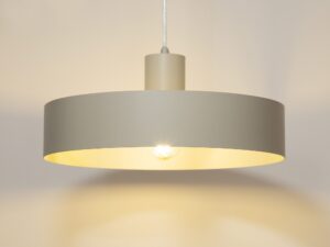 Miniaturka 10 - Lampa wisząca Rif L szary beż, świecące źródło światła i otwarty klosz