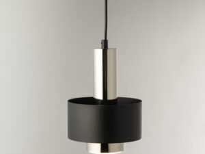 Miniaturka 1 - Czarno-srebrny klosz lampy wiszącej Rif Lux 1 S z metalowym cylindrem