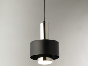 Miniaturka 2 - Lampa wisząca Rif Lux 1 S czarno-srebrna z włączonym źródłem światła GX53
