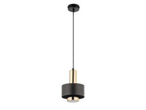 Miniaturka 3 - Lampa wisząca Rif Lux 1 S czarno-złota z metalowym kloszem, pełny widok na białym tle
