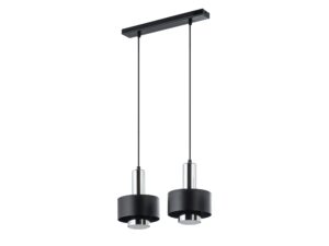 Miniaturka 2 - Lampa wisząca Rif Lux 2 czarno-srebrna z dwoma metalowymi kloszami