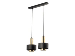 Miniaturka 1 - Lampa wisząca Rif Lux 2 czarno-złota z dwoma stalowymi kloszami