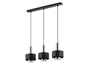 Miniaturka 5 - Lampa wisząca Rif Lux 3 czarno-srebrna z trzema kloszami w linii na białym tle