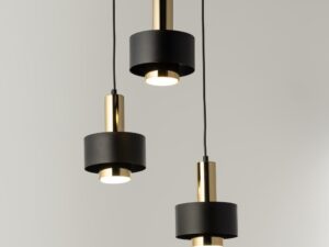 Miniaturka 2 - Trzypunktowa okrągła lampa Rif Lux 3 czarno-złota w innym ujęciu