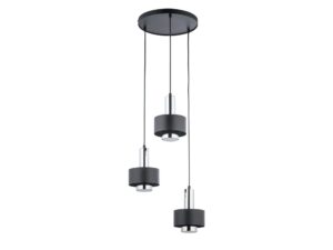 Miniaturka 3 - Okrągła lampa wisząca Rif Lux 3 z trzema czarno-srebrnymi kloszami