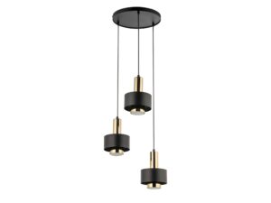 Miniaturka 1 - Lampa wisząca Rif Lux 3 okrągła z czarno-złotymi kloszami
