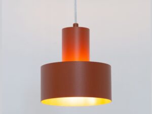 Miniaturka 8 - Rozświetlony metalowy klosz lampy wiszącej Rif S w kolorze ceglanym