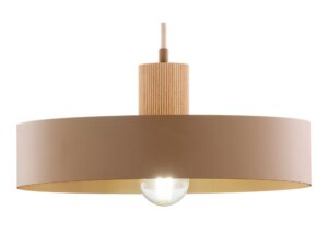 Miniaturka 7 - Lampa wisząca Rif Wood 1 L z rozświetloną żarówką E27 pod beżowym kloszem