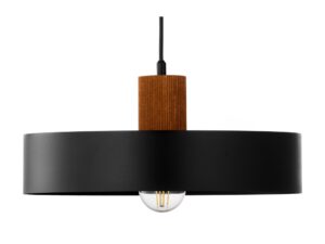 Miniaturka 1 - Lampa wisząca Rif Wood 1 L czarna z jasnobrązowym drewnem bukowym