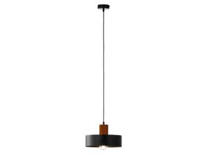 Miniaturka 15 - Lampa wisząca Rif Wood 1 M czarna z jasnobrązowym drewnianym mocowaniem, pełny widok