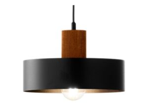 Miniaturka 2 - Zbliżenie czarnego metalowego klosza i brązowej drewnianej tulei Rif Wood 1 M