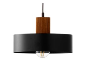 Miniaturka 6 - Detal klosza Rif Wood 1 M w kolorze czarnym z brązowym drewnem i żarówką E27