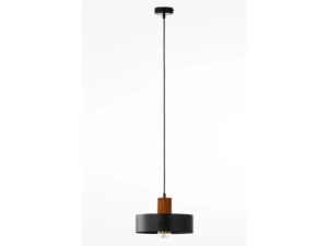Miniaturka 4 - Lampa wisząca Rif Wood 1 M czarna i jasnobrązowa, widok od przodu