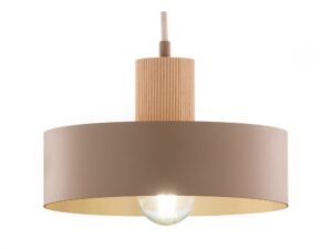 Miniaturka 10 - Lampa wisząca Rif Wood 1 M, rozświetlony okrągły klosz z drewna i metalu