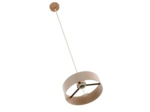 Miniaturka 12 - Lampa wisząca Rif Wood 1 M w beżu, widok klosza od dołu i metalowych wsporników