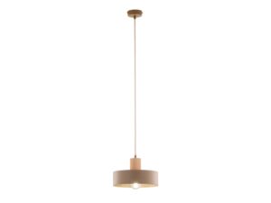 Miniaturka 14 - Lampa wisząca Rif Wood 1 M z rozświetloną żarówką, widok całego zawieszenia