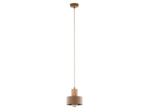 Miniaturka 9 - Lampa wisząca Rif Wood 1 S ciepły beż i drewno naturalne, cały zwis na białym tle