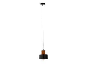 Miniaturka 1 - Lampa wisząca Rif Wood 1 S czarna z jasnobrązowym drewnem, pełny widok