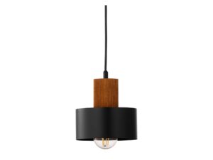 Miniaturka 4 - Lampa wisząca Rif Wood 1 S, czarny klosz i ciemniejszy ryflowany element drewniany