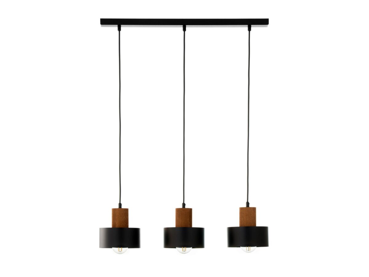 Lampa wisząca Rif Wood 3 liniowa z 3 kloszami