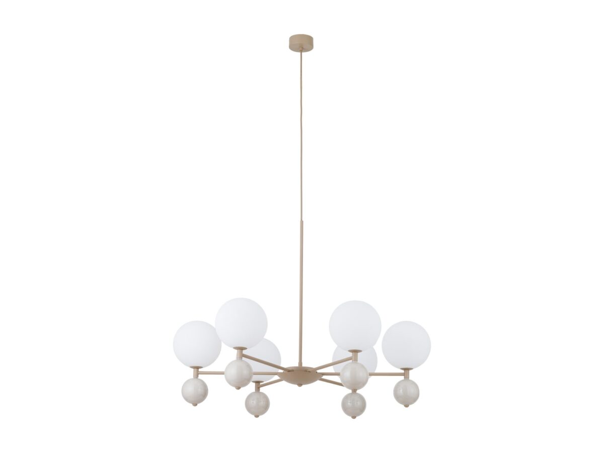 Lampa wisząca Riviera 6-punktowa z kulami 80 cm beżowa
