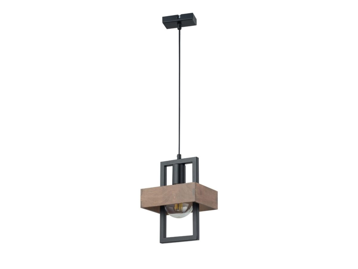 Lampa wisząca Robin 1 19 cm czarna z brązowym kloszem