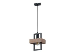 Miniaturka 2 - Lampa wisząca Robin 1 czarna z brązowym kloszem ze sklejki