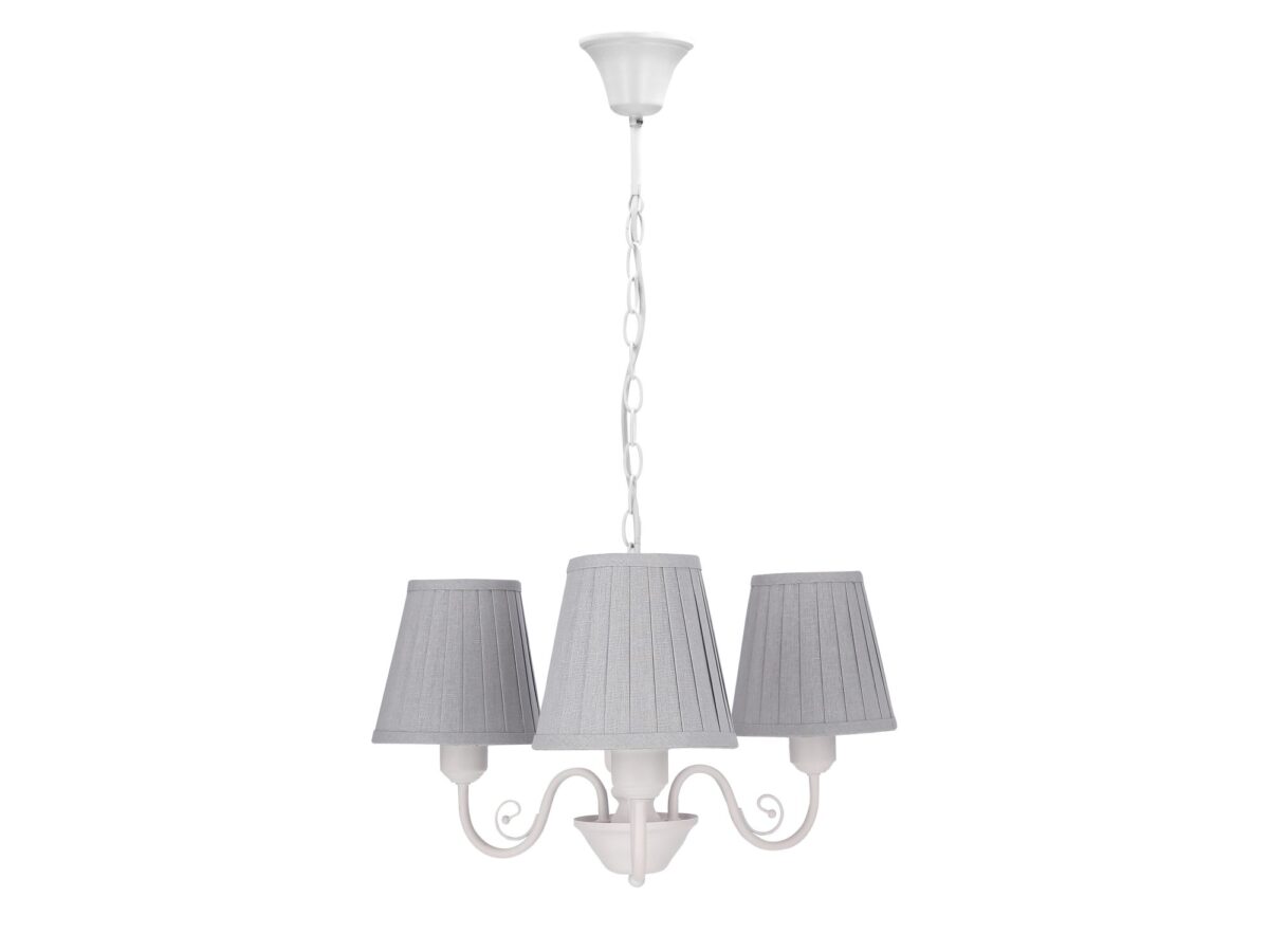 Lampa wisząca Romedia biała 3-punktowa z szarymi abażurami