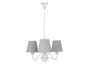 Miniaturka 5 - Lampa wisząca Romedia biała z trzema szarymi tkaninowymi abażurami