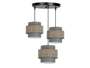 Miniaturka 3 - Lampa wisząca Romenio trzy abażury grafitowo-beżowe