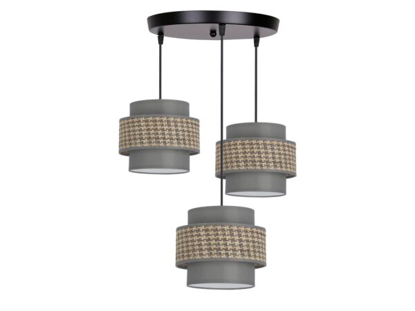 Lampa wisząca Romenio trzy abażury grafitowo-beżowe