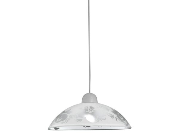 Lampa wisząca Romeveta szklana z piaskowanym wzorem roślinnym 30 cm