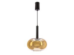 Miniaturka 5 - Lampa wisząca Rominia z czarnym zawieszeniem i przezroczystym szklanym kloszem ze złotym wnętrzem