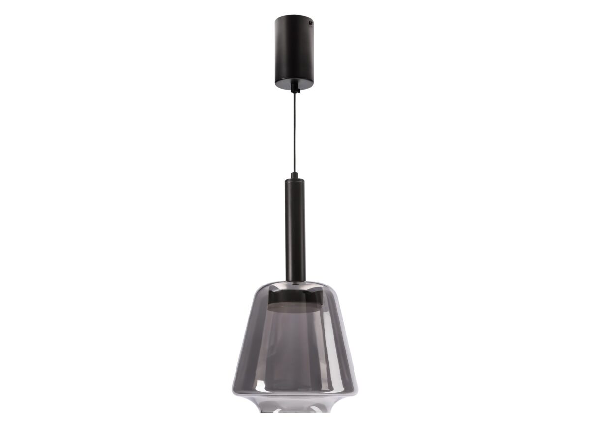 Lampa wisząca Rominia 18 cm czarna ze szkłem dymionym GX53