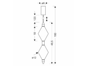 Miniaturka 5 - Lampa wisząca Romorano podwójna rysunek wymiarów 180 cm