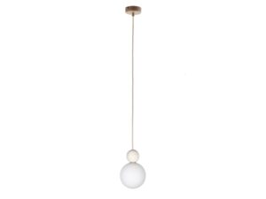 Miniaturka 9 - Lampa wisząca Rona 1 drewno bielone, biała szklana kula i cały zwis